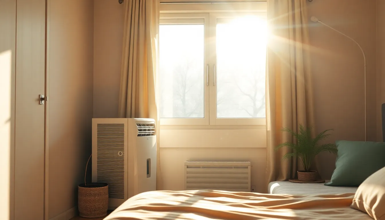 에어컨이 설치된 원룸 내부
